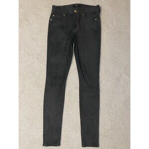 7 For All Mankind Faux Leather Pants Women's 26 Green Skinny Ankle Low Rise